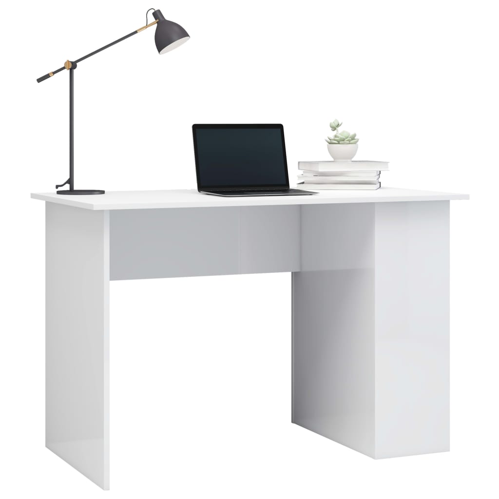 vidaXL magasfényű fehér forgácslap íróasztal 110 x 60 x 73 cm