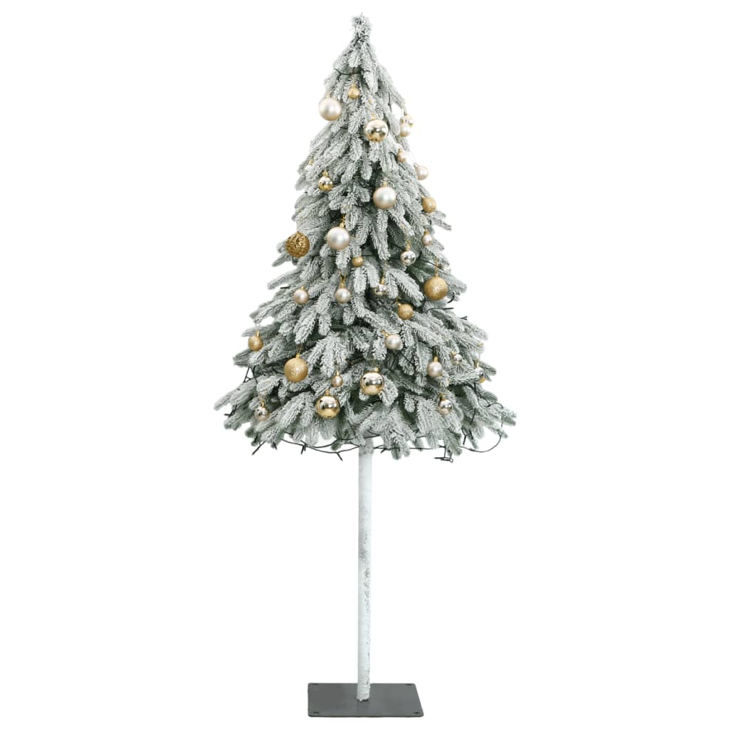 vidaXL műkarácsonyfa 130 LED-del, gömbszettel és hópehellyel 210 cm