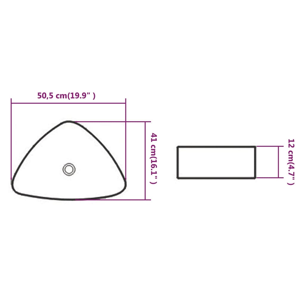 vidaXL Háromszög alakú, fehér kerámia mosdókagyló 50,5x41x12 cm