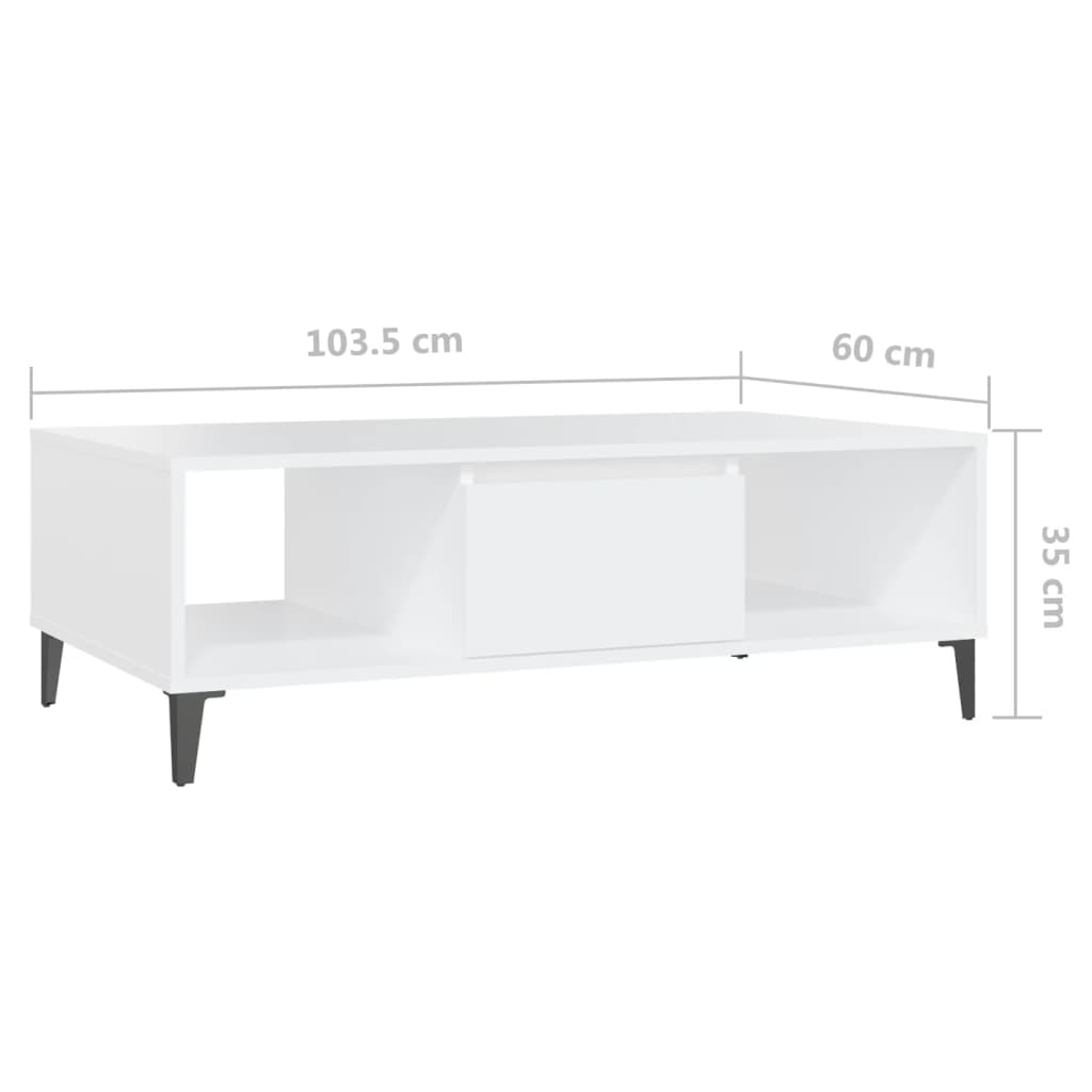 vidaXL fehér forgácslap dohányzóasztal 103,5 x 60 x 35 cm