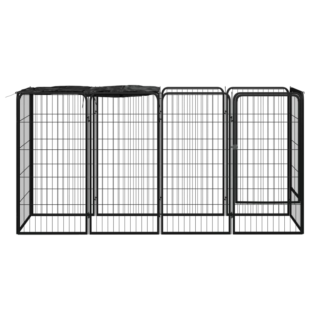 vidaXL 10-paneles fekete porszórt acél kutyakennel 50 x 100 cm