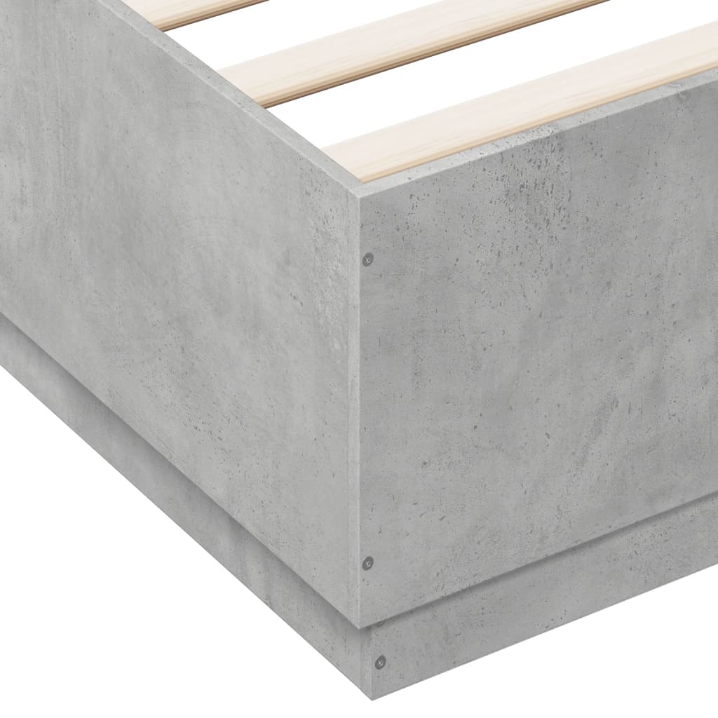 vidaXL betonszürke szerelt fa ágykeret 140 x 200 cm