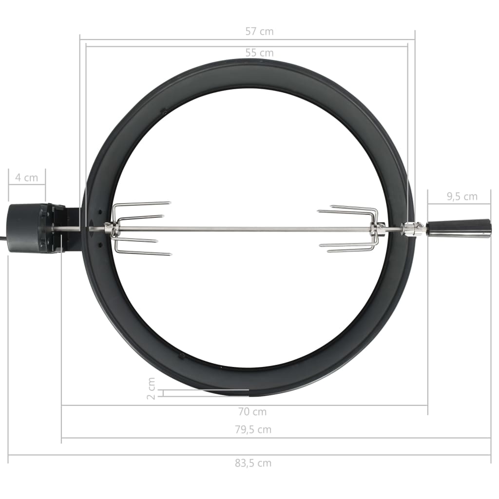 vidaXL fekete BBQ grillgyűrű szett 57 cm