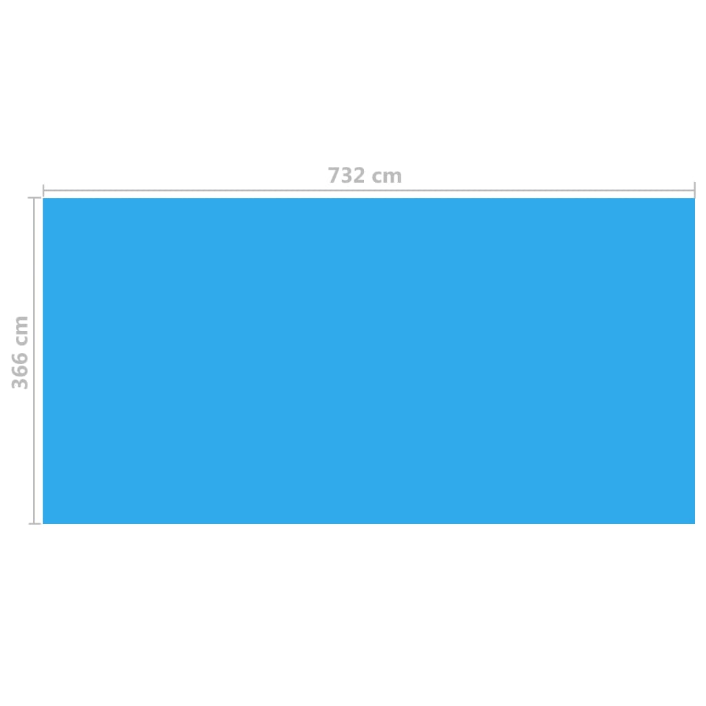 Négyszögletes medence takaró fólia 732 x 366 cm-es PE kék