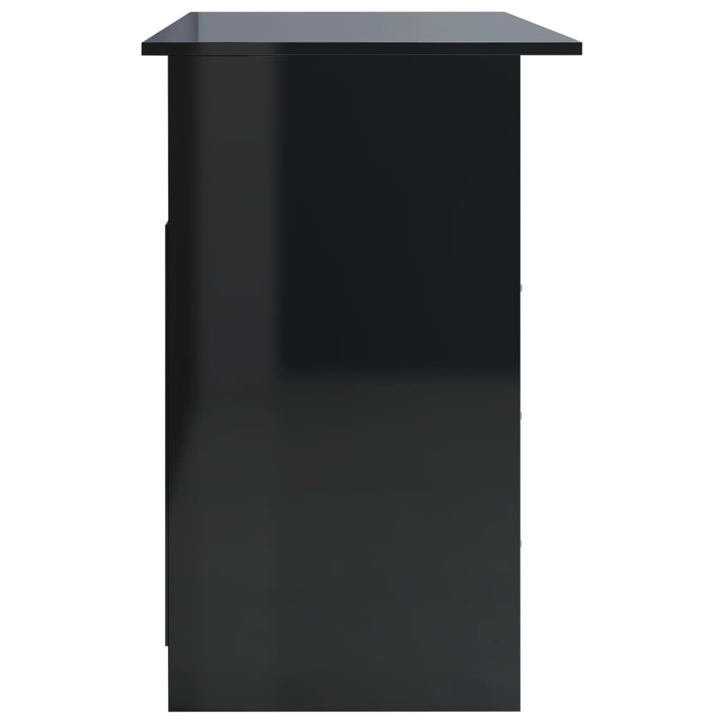vidaXL magasfényű fekete forgácslap íróasztal fiókokkal 110x50x76 cm