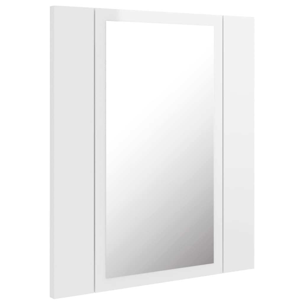 vidaXL magasfényű fehér akril LED-es fürdőszobai tükrös szekrény