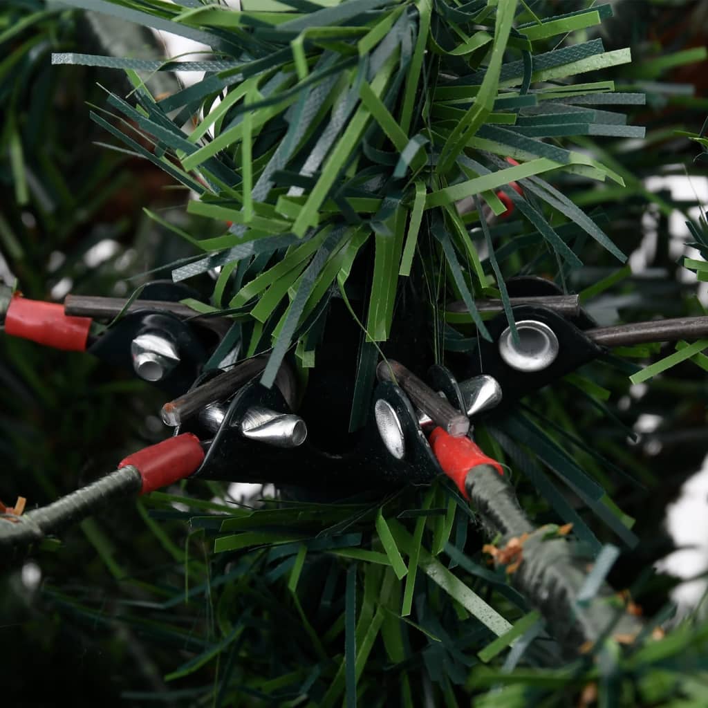 vidaXL zöld és fehér karácsonyfa LED-ekkel és fenyőtobozokkal 195 cm
