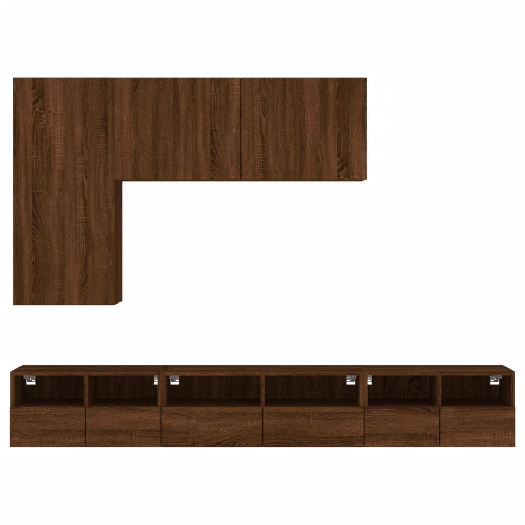 vidaXL 5 darab barna tölgyszínű szerelt fa fali TV-szekrény
