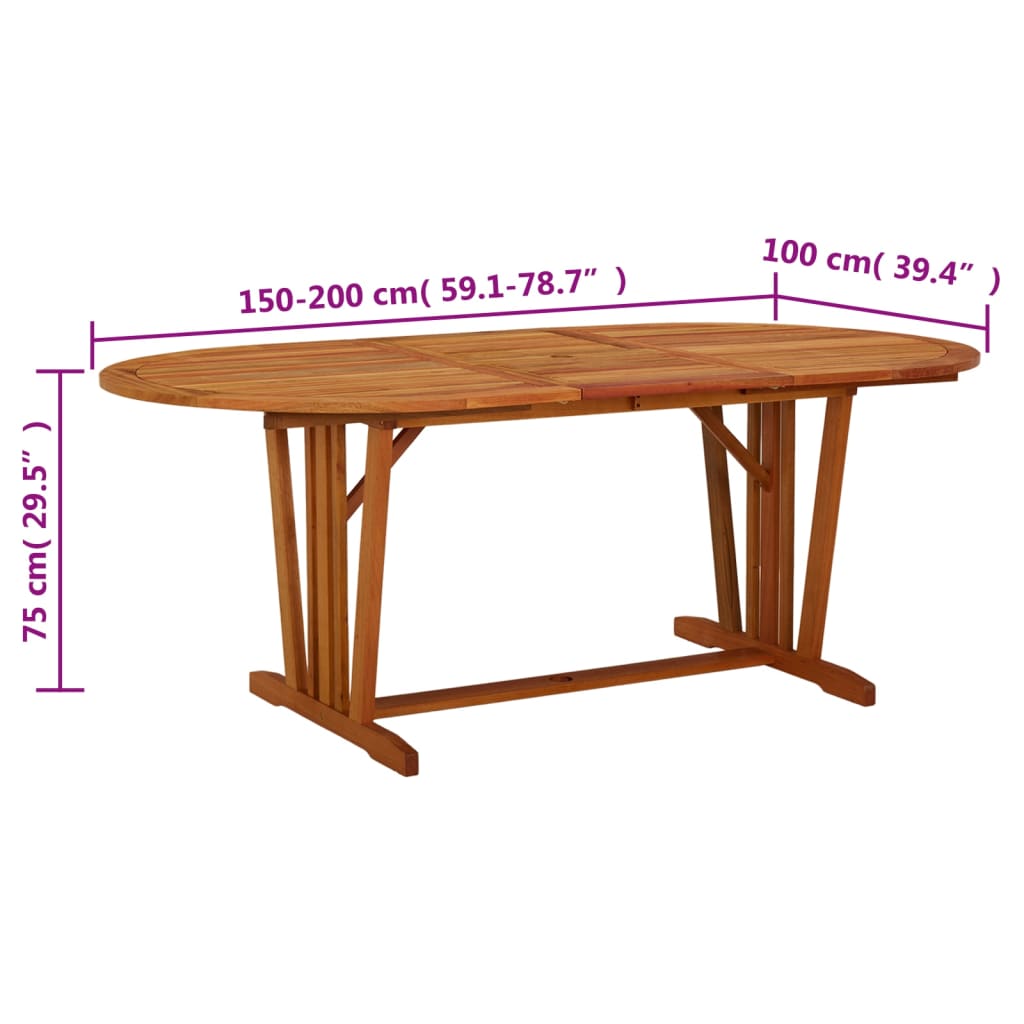 vidaXL tömör eukaliptuszfa kerti asztal 200 x 100 x 75 cm
