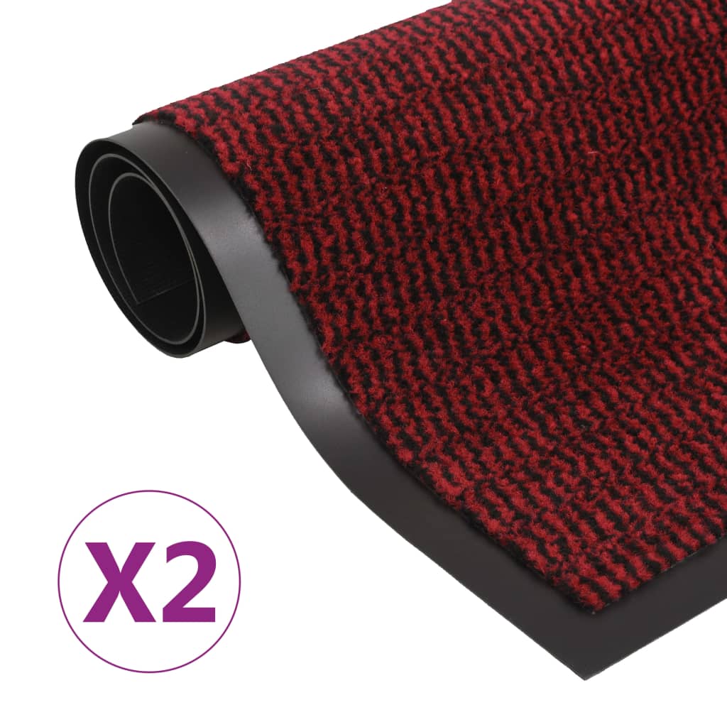 vidaXL 2 db piros négyszögletes bolyhos szennyfogó szőnyeg 120x180 cm