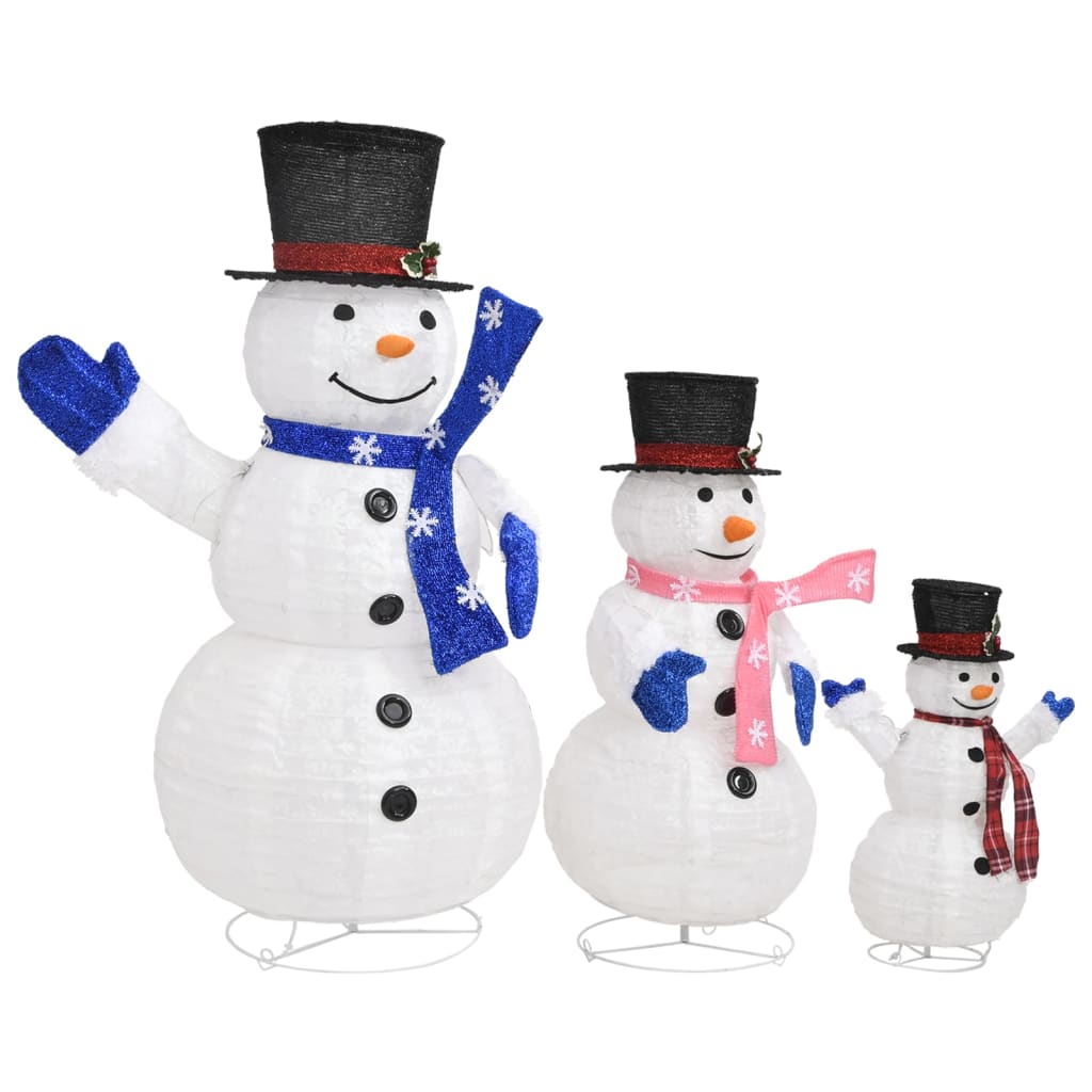 vidaXL dekoratív luxus szövet karácsonyi LED-es hóember család 180 cm