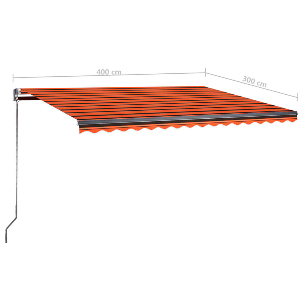 vidaXL narancssárga-barna szélérzékelős és LED-es napellenző 400x300cm