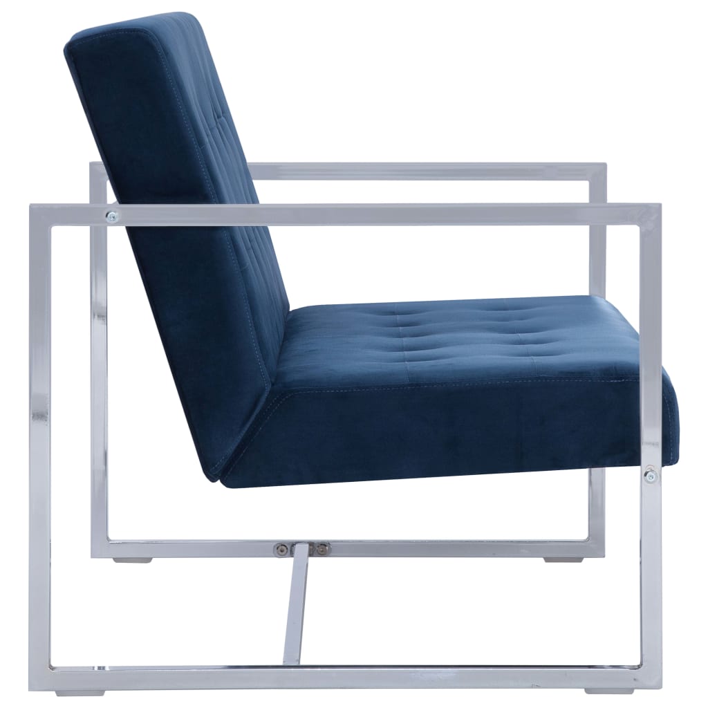 vidaXL kétszemélyes kék króm és bársony karfás kanapé