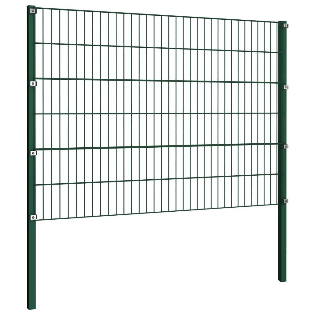 vidaXL zöld vas kerítéspanel oszlopokkal 5,1 x 1,2 m