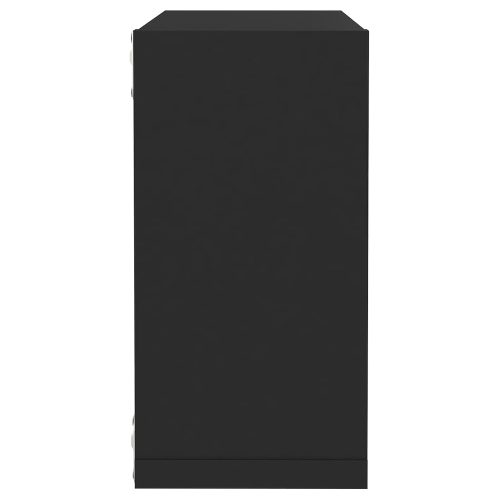 vidaXL 4 db fekete fali kockapolc 30 x 15 x 30 cm