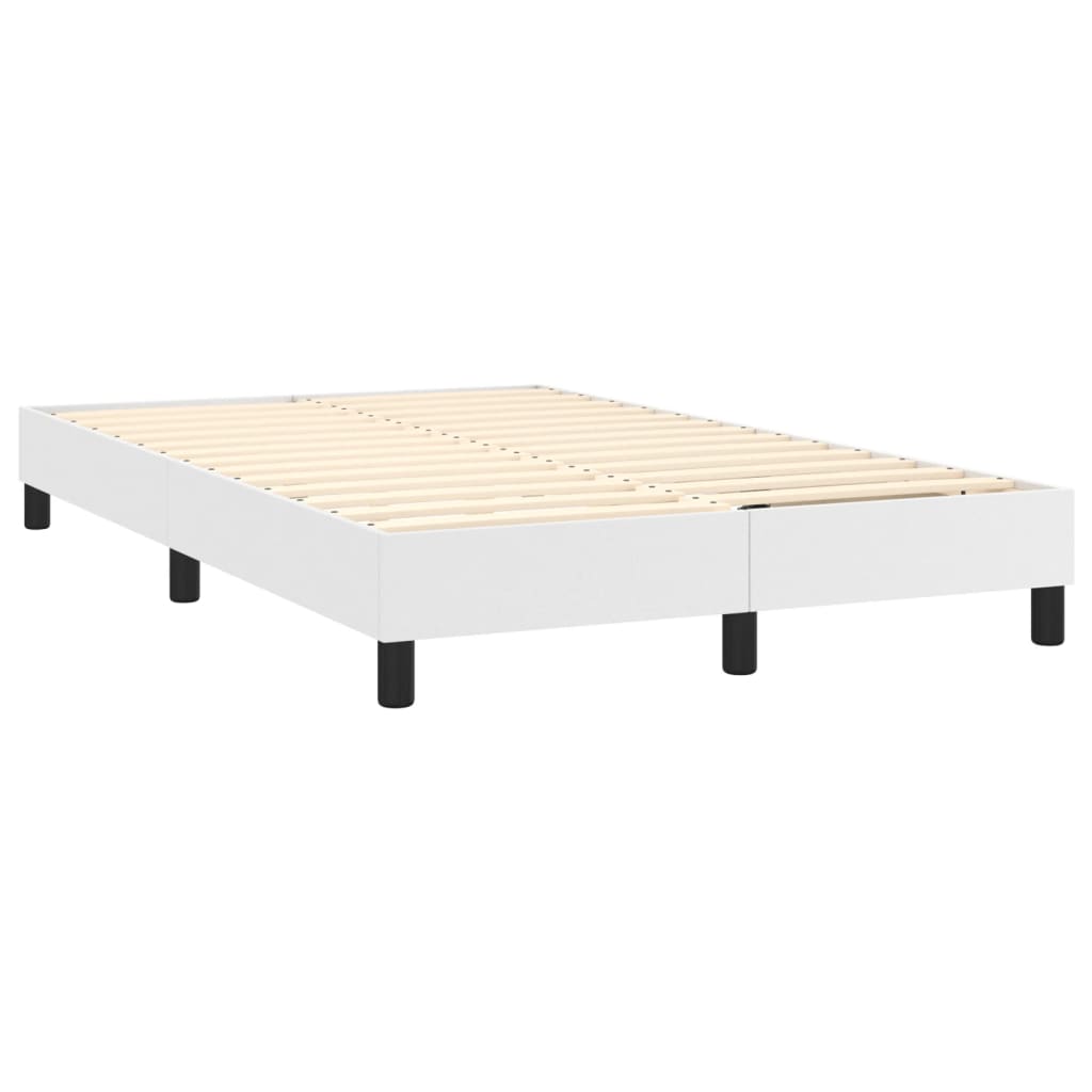 vidaXL fehér műbőr rugós ágy matraccal 120 x 200 cm