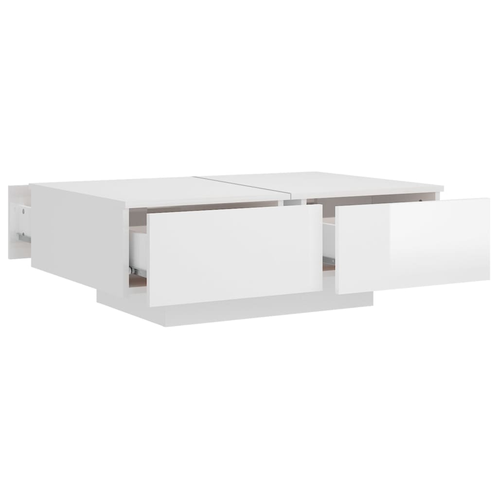 vidaXL magasfényű fehér forgácslap dohányzóasztal 90 x 60 x 31 cm