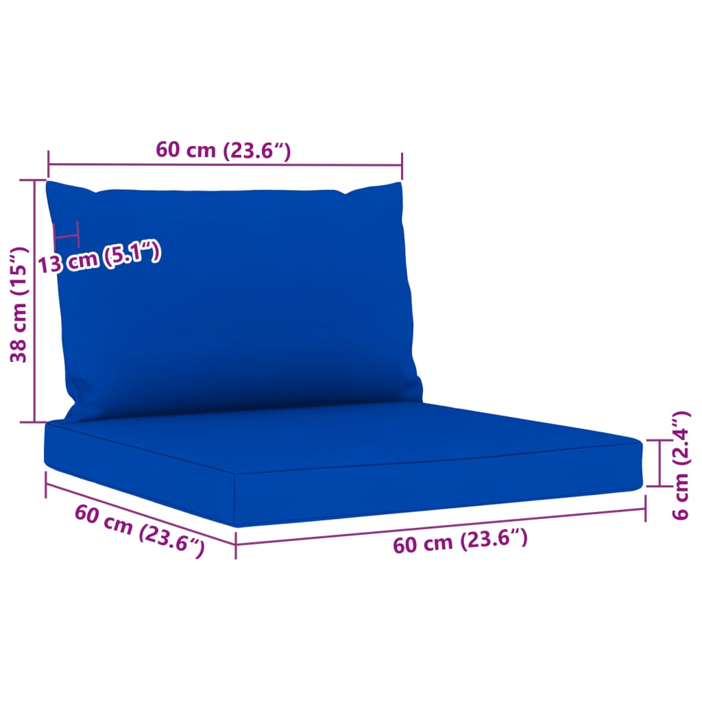 vidaXL 5 részes kerti ülőgarnitúra kék párnákkal