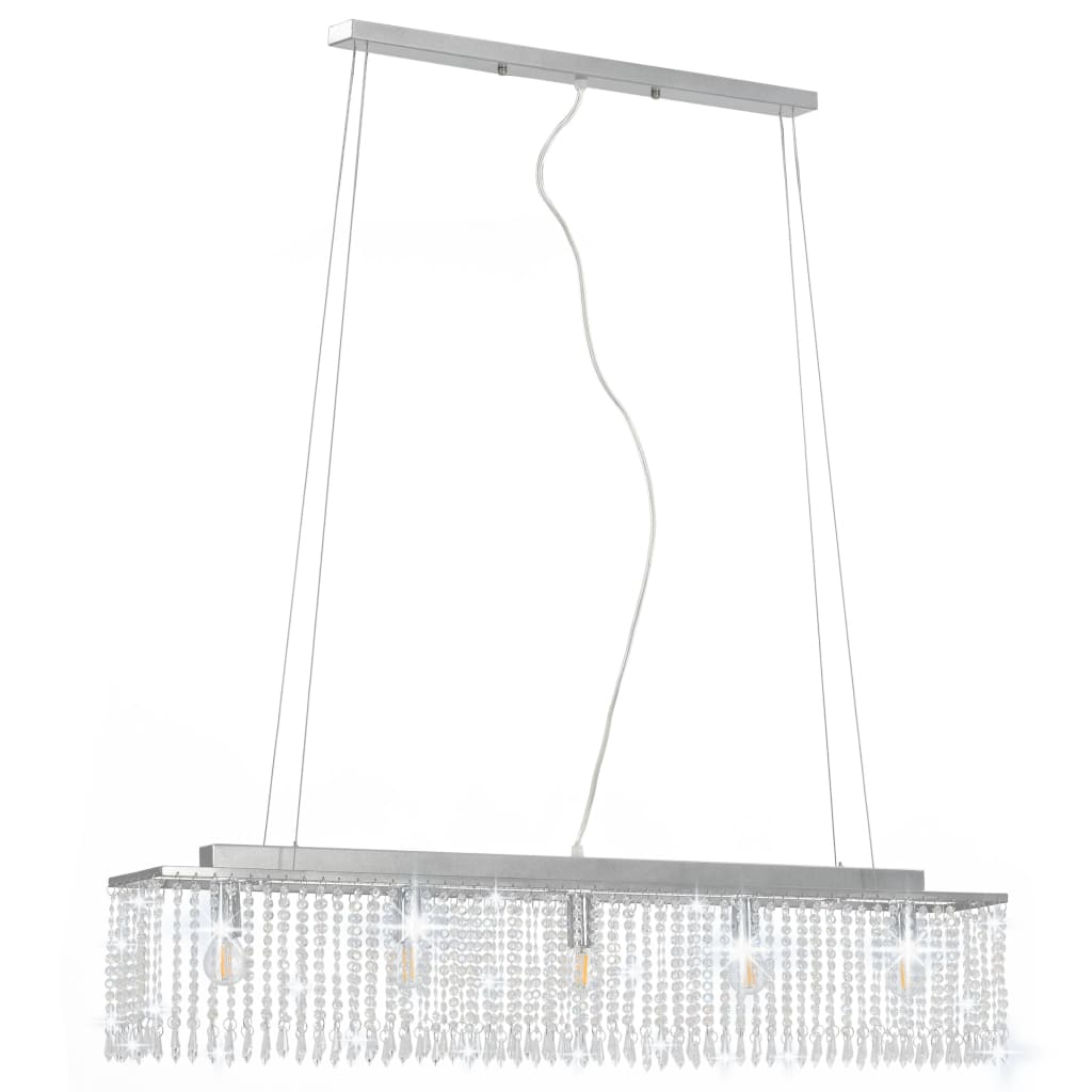 vidaXL ezüstszínű mennyezeti lámpa kristálygyöngyökkel 104 cm E14