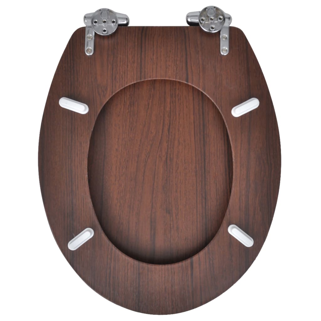 vidaXL lassan csukódó egyszerű tervezésű barna MDF WC-ülőke