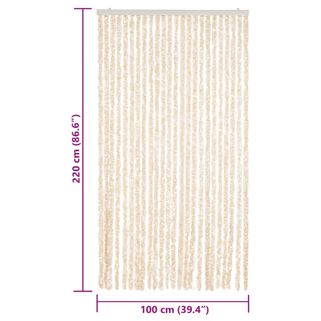 vidaXL bézs és fehér zsenília rovarfüggöny 100x220 cm