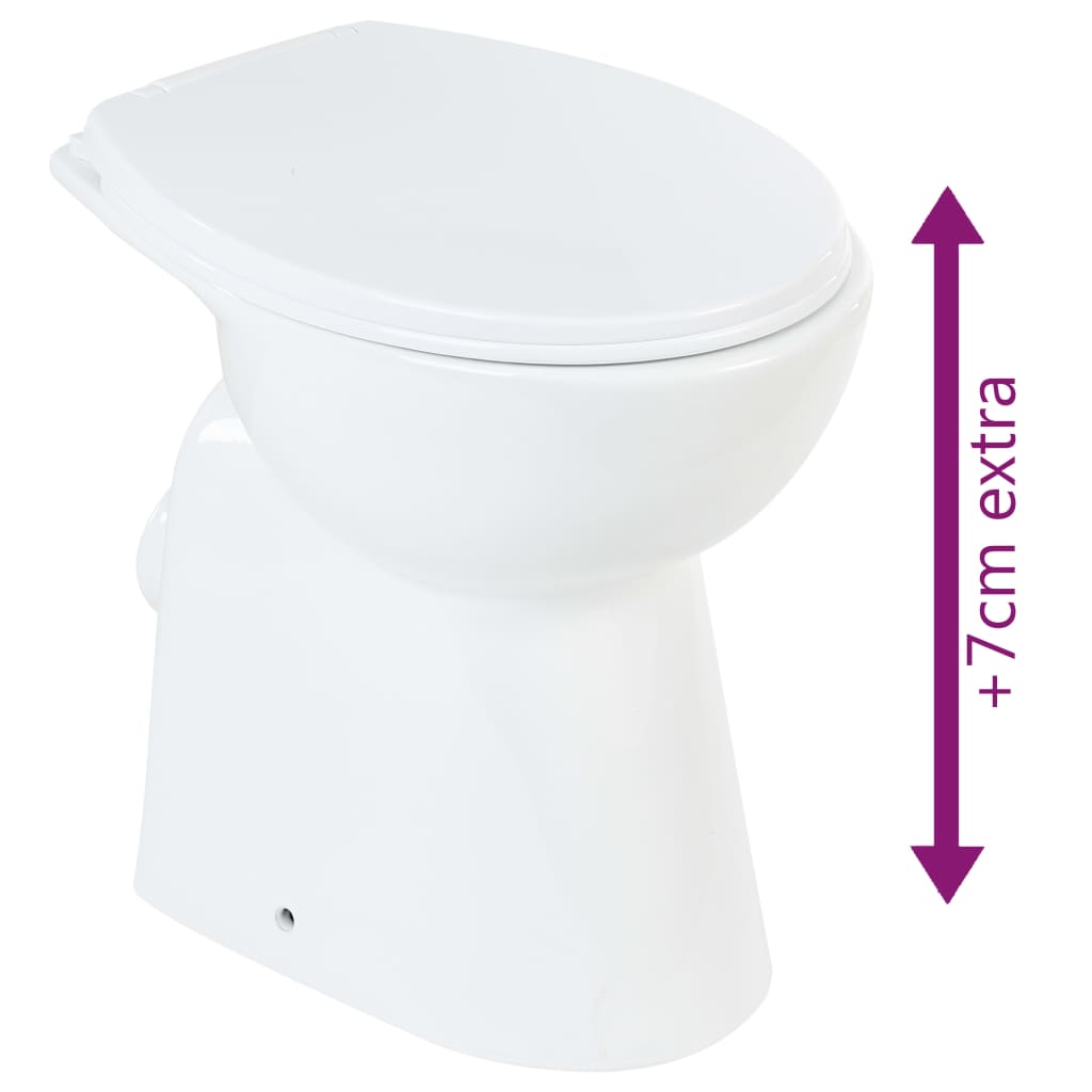 vidaXL fehér kerámia perem nélküli magas WC finoman záródó fedéllel