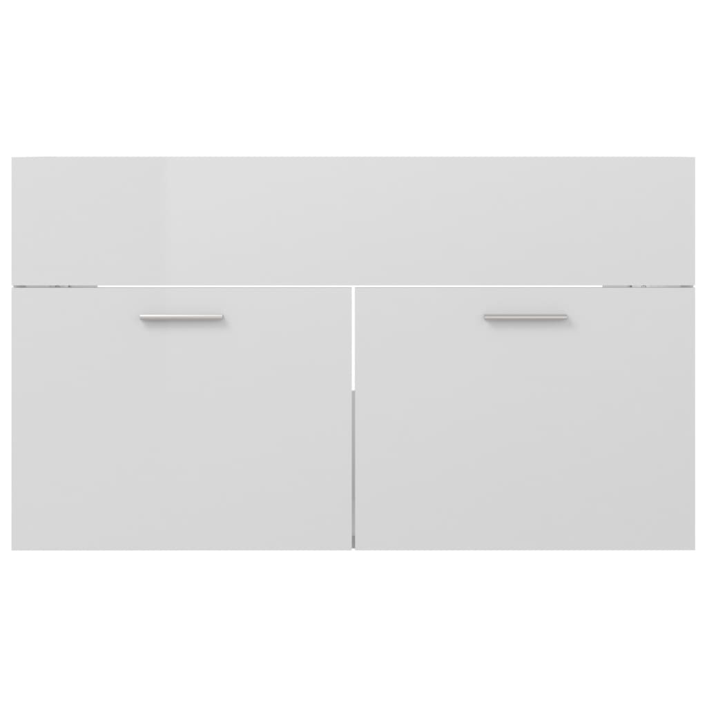 vidaXL 2 részes magasfényű fehér szerelt fa fürdőszobai bútorszett