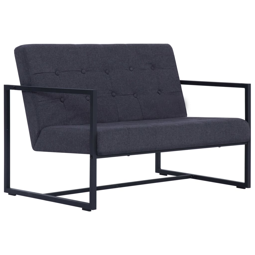 vidaXL 2 személyes sötétszürke acél és szövet karfás kanapé