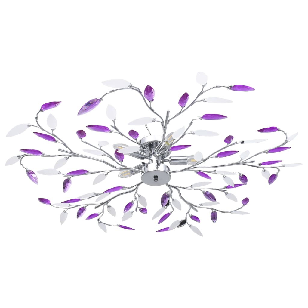 vidaXL csillár lila akril kristály levél karokkal 5 db E14 izzó