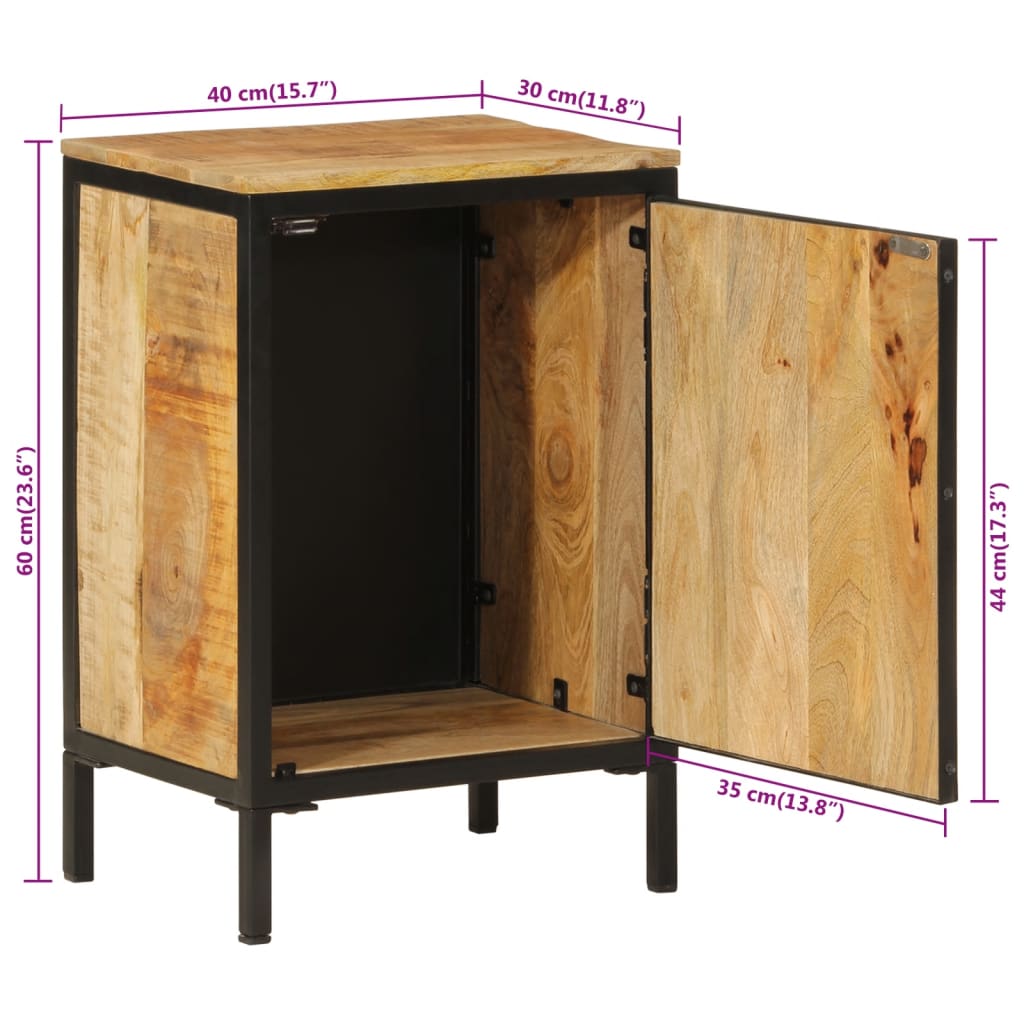 vidaXL tömör mangófa és vas fürdőszobai szekrény 40 x 30 x 60 cm