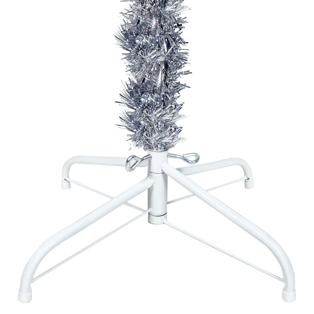 vidaXL ezüst megvilágított vékony műkarácsonyfa gömb szettel 180 cm
