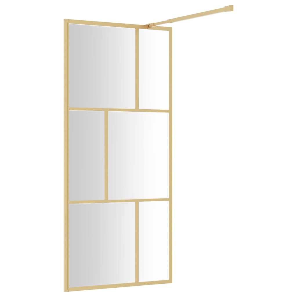 vidaXL aranyszínű zuhanyfal átlátszó ESG üveggel 90 x 195 cm