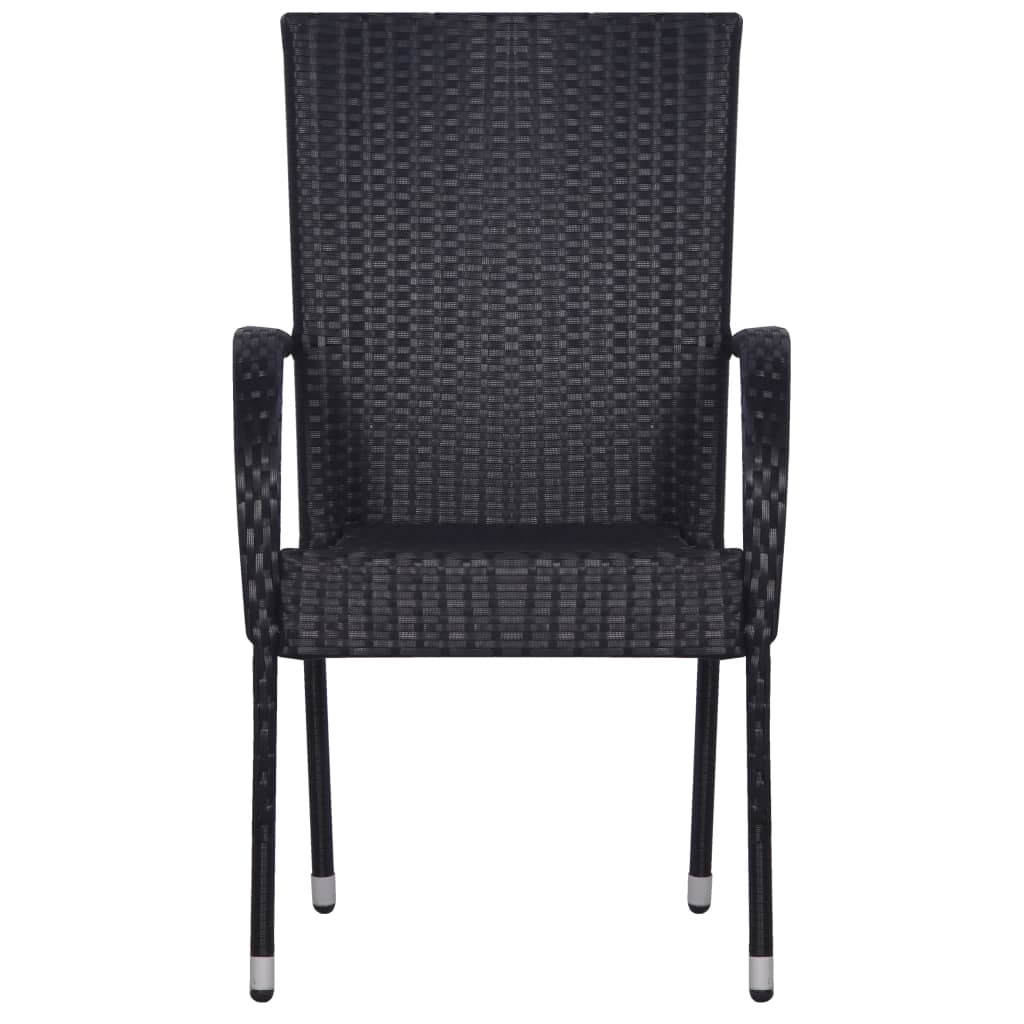 vidaXL 4 db fekete rakásolható polyrattan kültéri szék