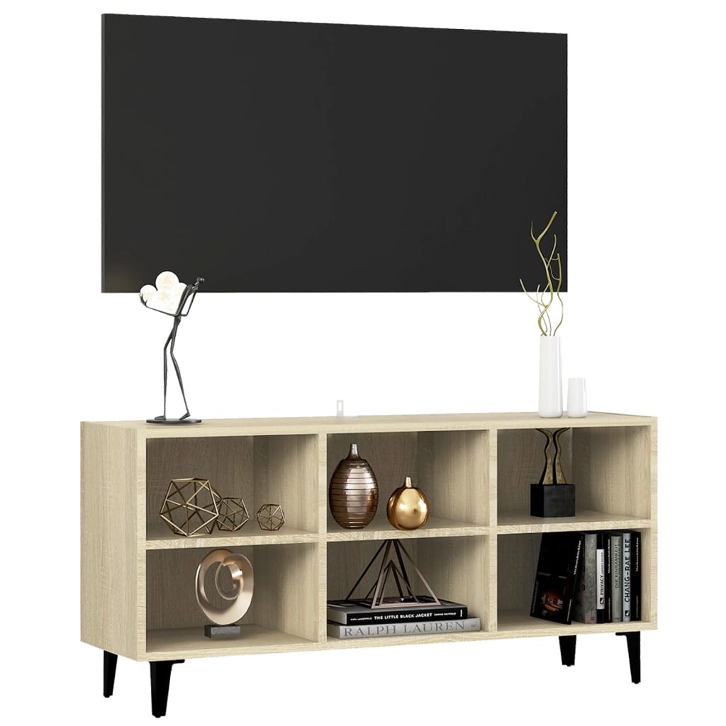 vidaXL sonoma-tölgy színű TV-szekrény fémlábakkal 103,5 x 30 x 50 cm