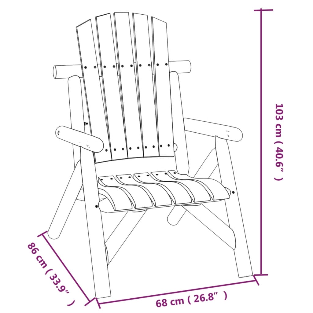 vidaXL tömör lucfenyő kerti szék 68 x 86 x 103 cm