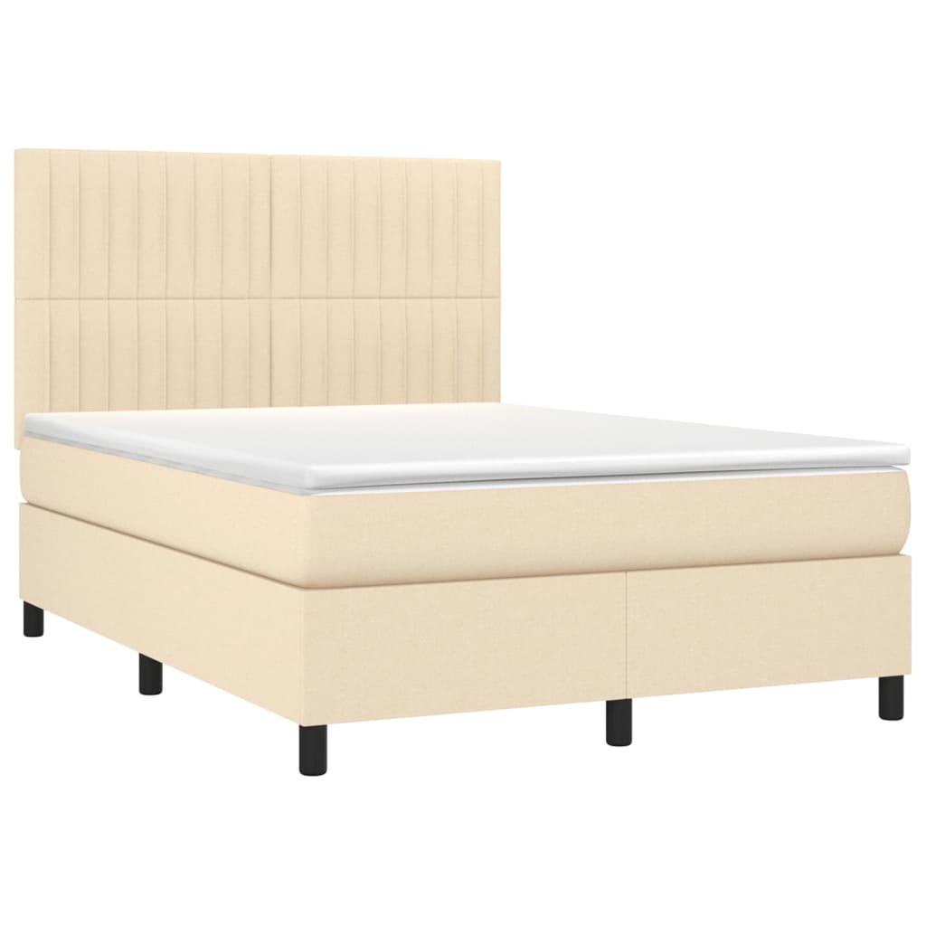 vidaXL krémszínű szövet rugós és LED-es ágy matraccal 140x200 cm