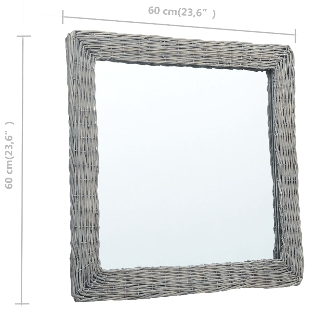 vidaXL fonott vesszőkeretes tükör 60 x 60 cm