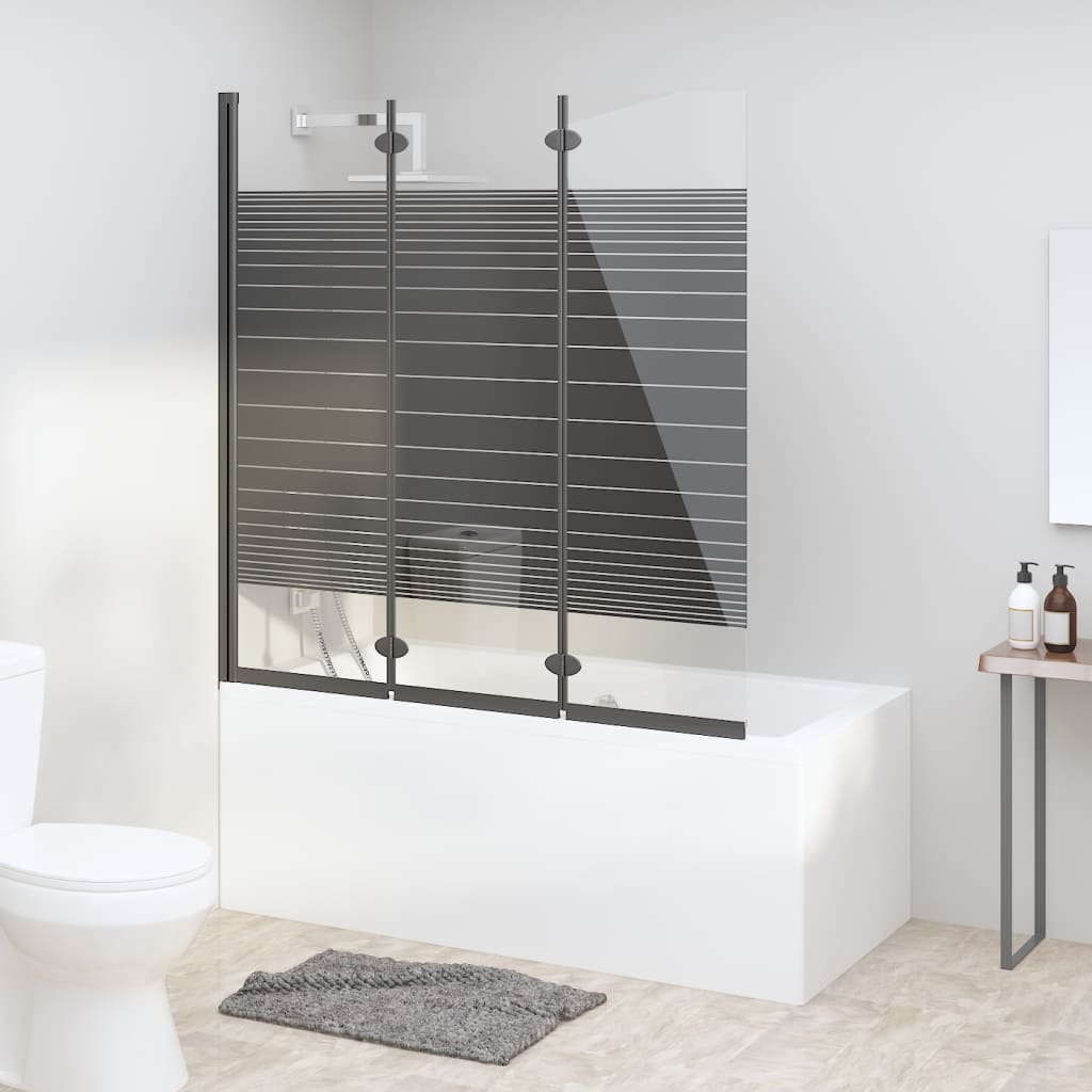 vidaXL 3 paneles fekete ESG összecsukható zuhanyparaván 130 x 130 cm