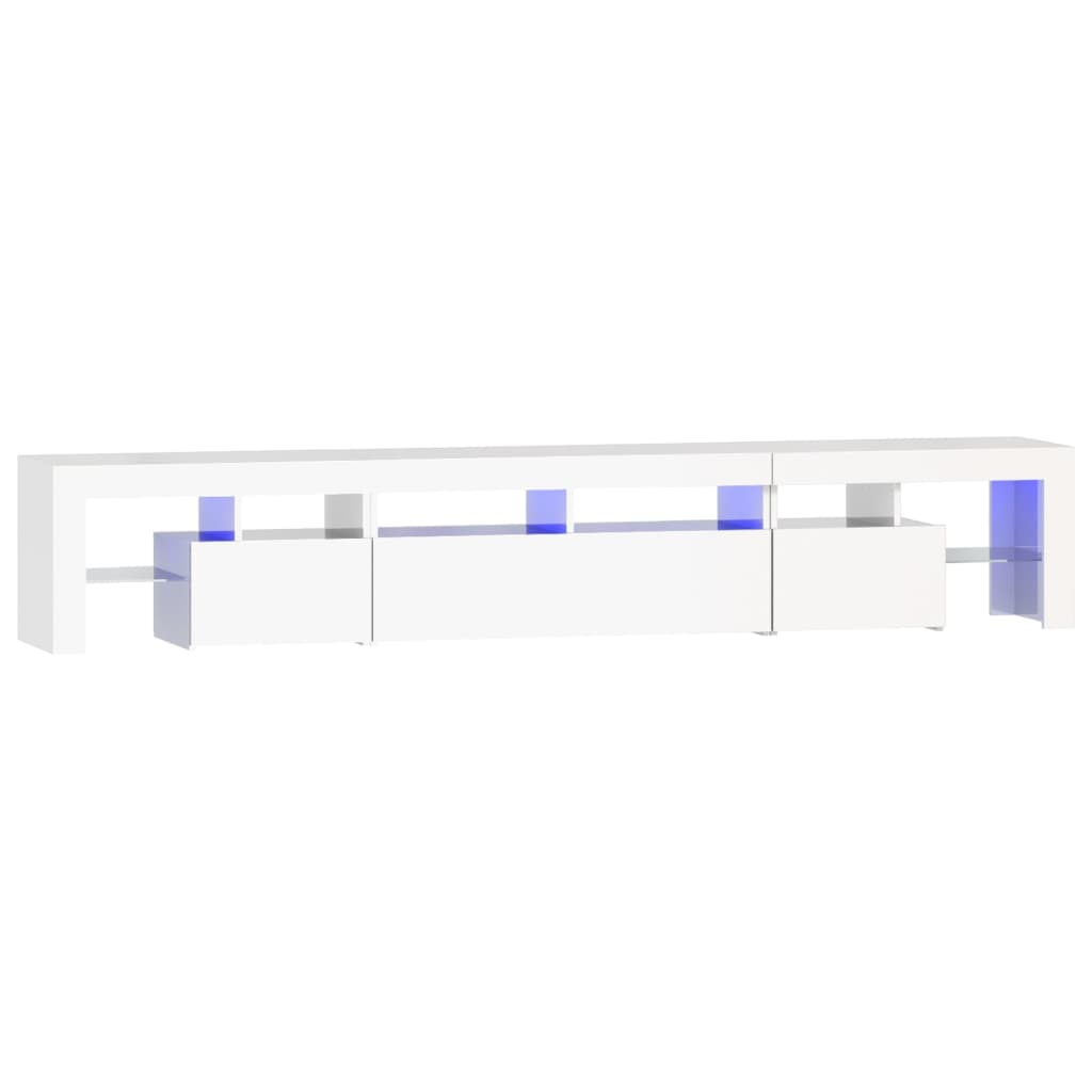 vidaXL magasfényű fehér TV-szekrény LED lámpákkal 230x36,5x40 cm