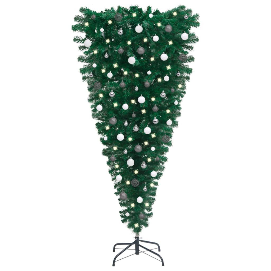 vidaXL megvilágított fordított műkarácsonyfa gömb szettel 150 cm
