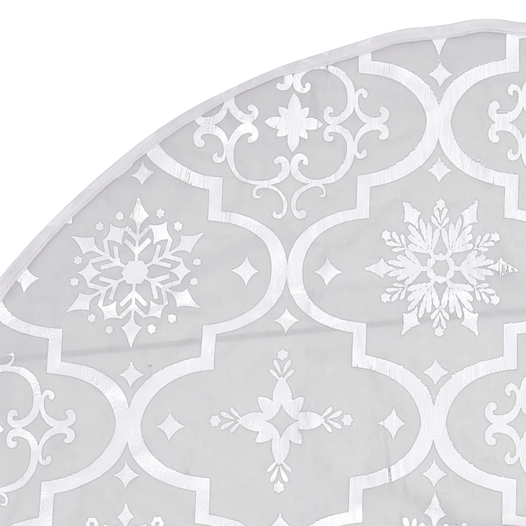 vidaXL fényűző fehér szövet karácsonyfatalp-takaró zoknival 122 cm