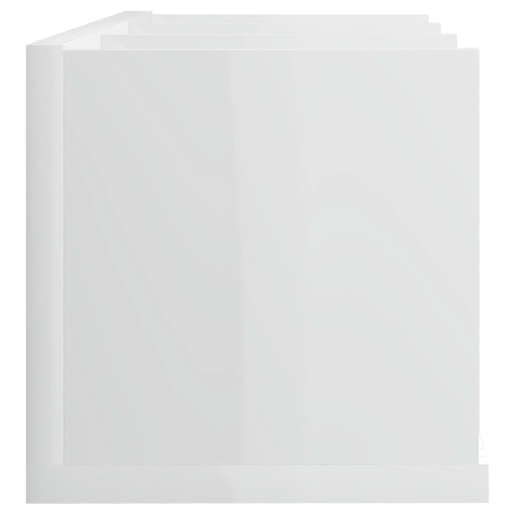 vidaXL fehér magasfényű forgácslap CD-tartó fali polc 75 x 18 x 18 cm