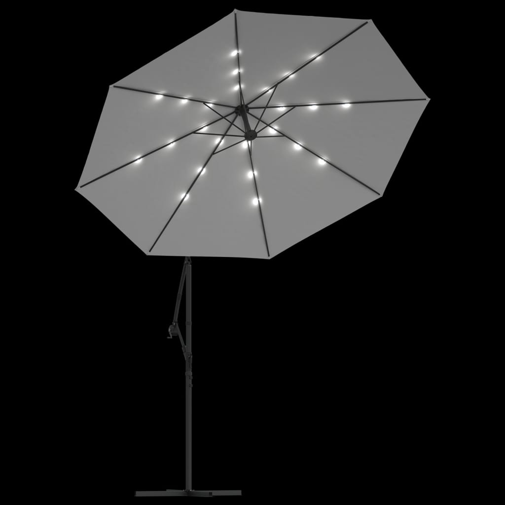 vidaXL függő, homokszínű ernyő LED-del, fém rúddal 300 cm
