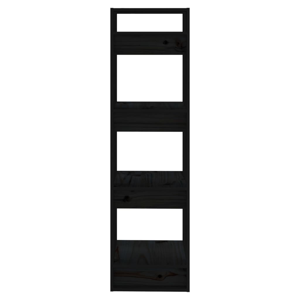 vidaXL fekete tömör fenyőfa könyvszekrény/térelválasztó 41x35x125 cm