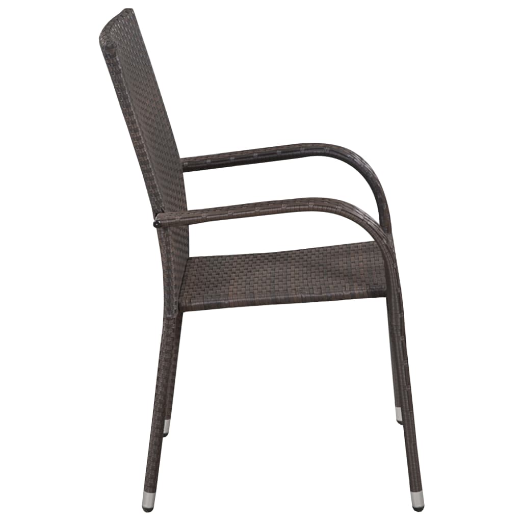 vidaXL 2 db barna rakásolható polyrattan kültéri szék