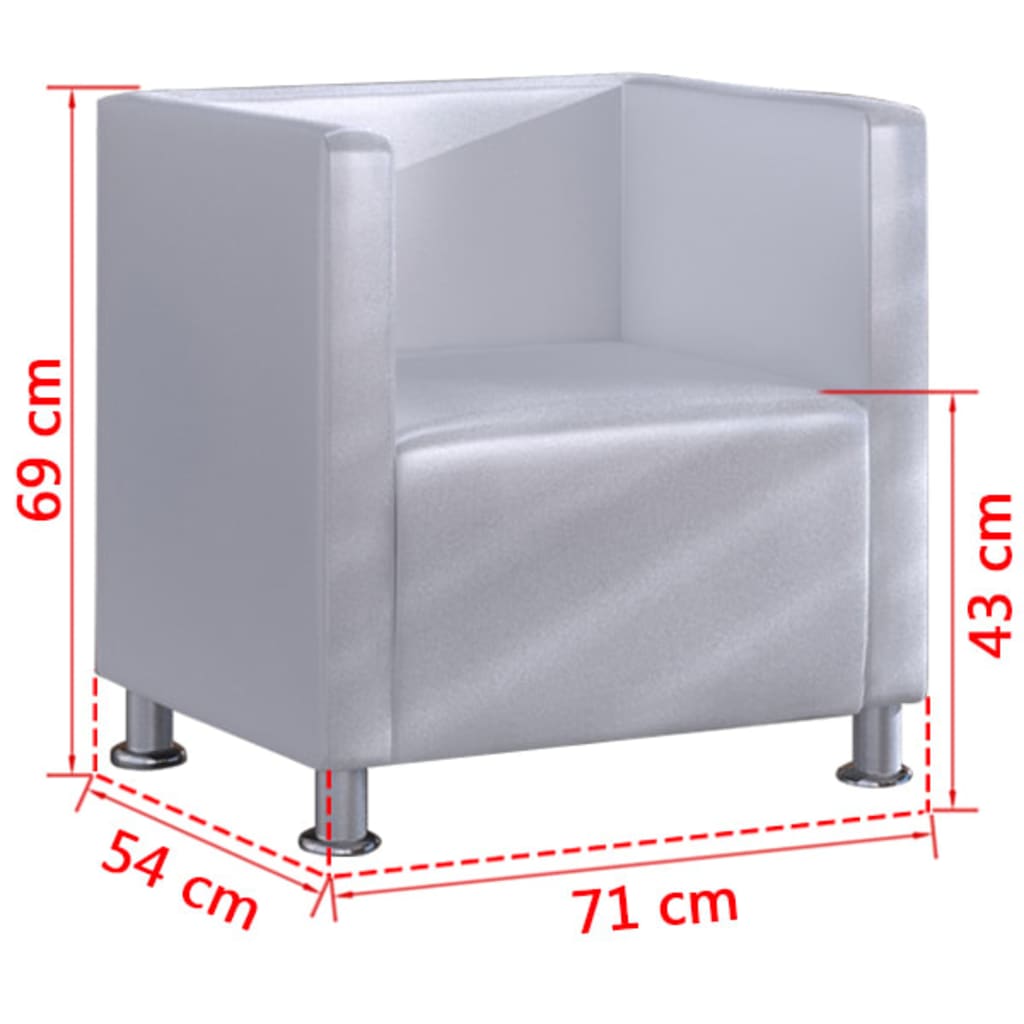 vidaXL fehér műbőr kocka alakú fotel