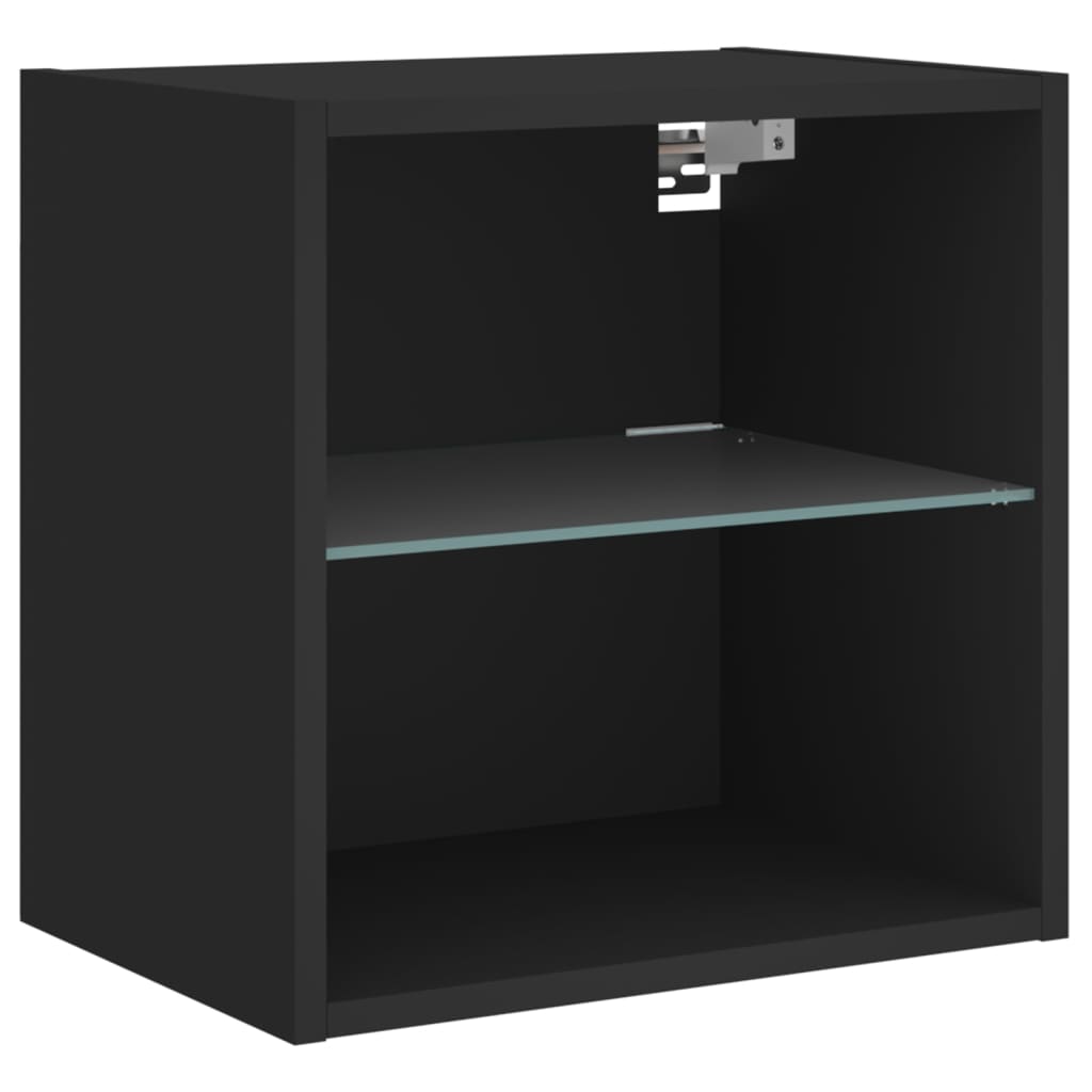vidaXL 5 darab fekete szerelt fa fali TV-bútor LED-del