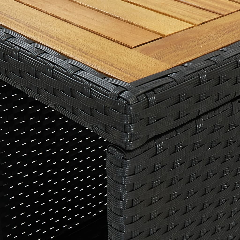 vidaXL fekete polyrattan bárasztal tárolópolccal 120 x 60 x 110 cm