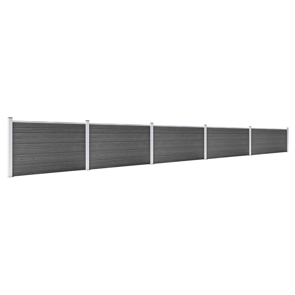 vidaXL fekete WPC kerítéspanelszett 872 x 105 cm