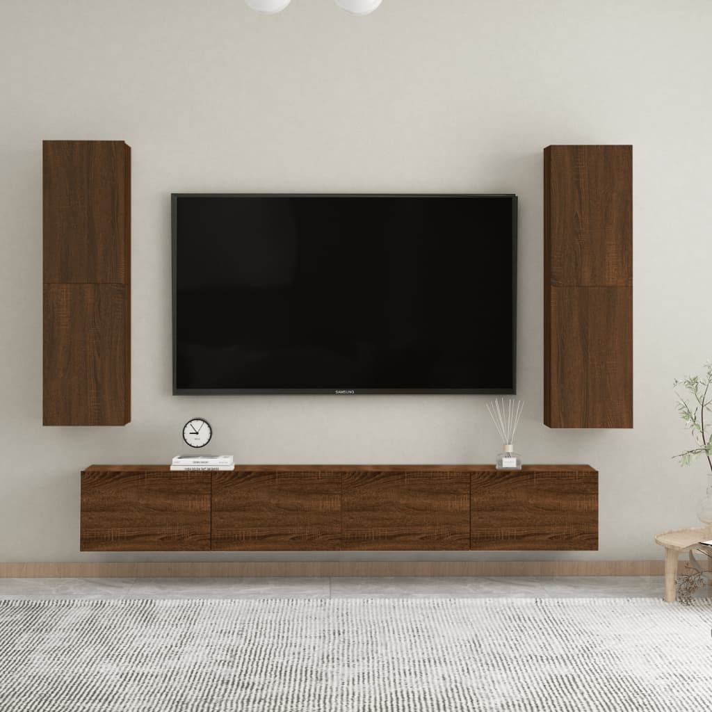 vidaXL 2 db barna tölgy falra szerelhető TV-szekrény 30,5x30x110 cm